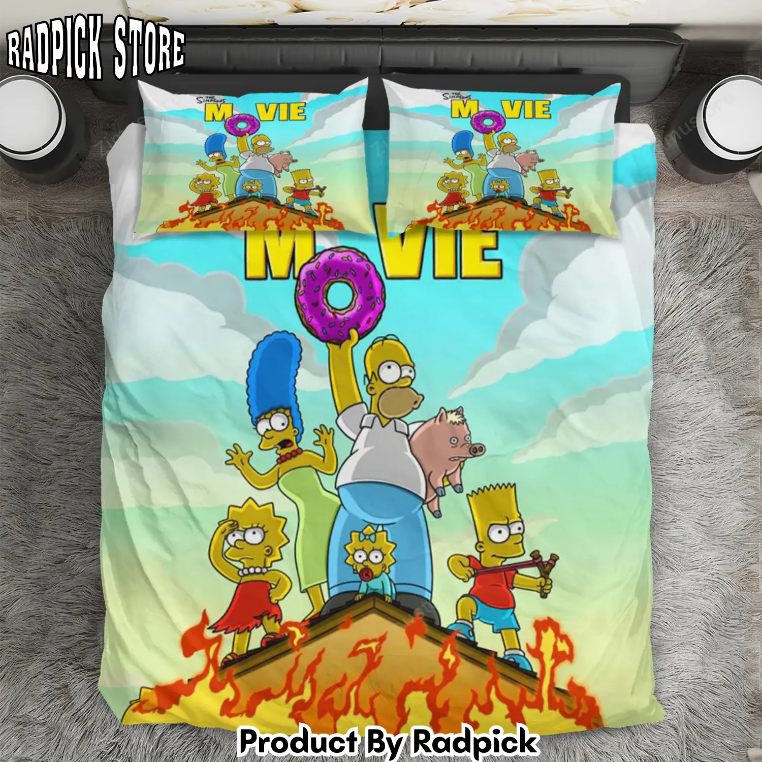 Radpick the simpsons movie poster 1 3pcs 3pcs bedding set duvet cover and pillow cases gift for fan rp327923